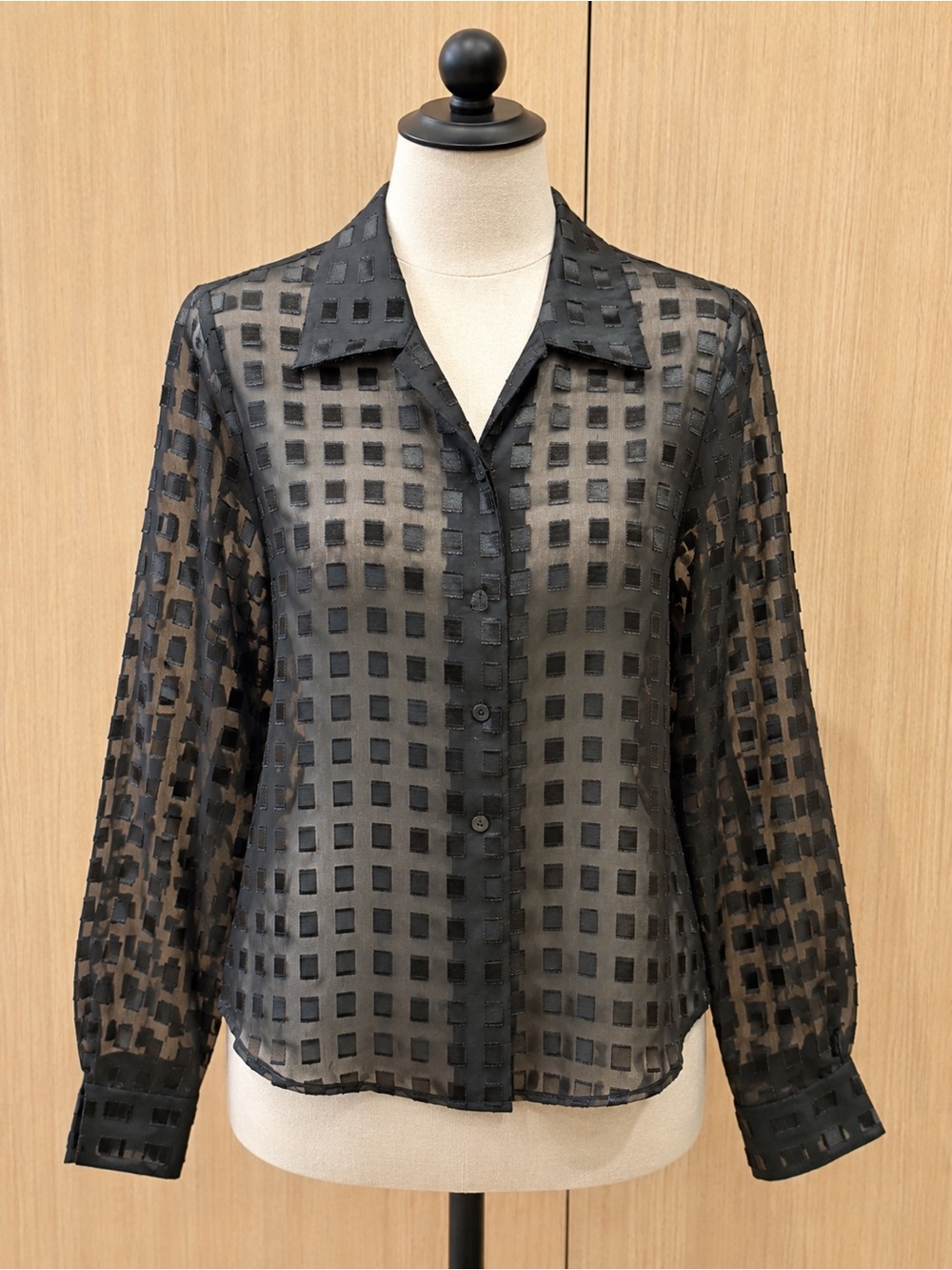 Notations Clothing Co. Sheer Textured Button-Up Blouse – Size M